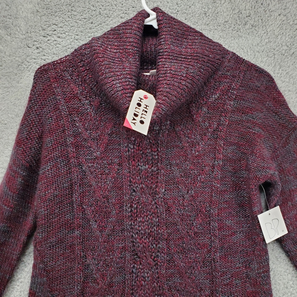 BP Knit Sweater Cowl Neck Womens XS Maroon Gray - Picture 5 of 13